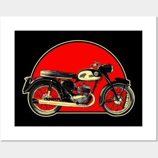 Bantam 1948-1971 Retro Red Circle Motorcycle Posters and Art